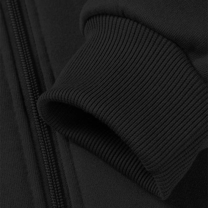 2025 Autumn and Winter New European and American Casual Zipper Sports Hat Set Fleece Solid Color Pants with Sweater for Men - ATFH