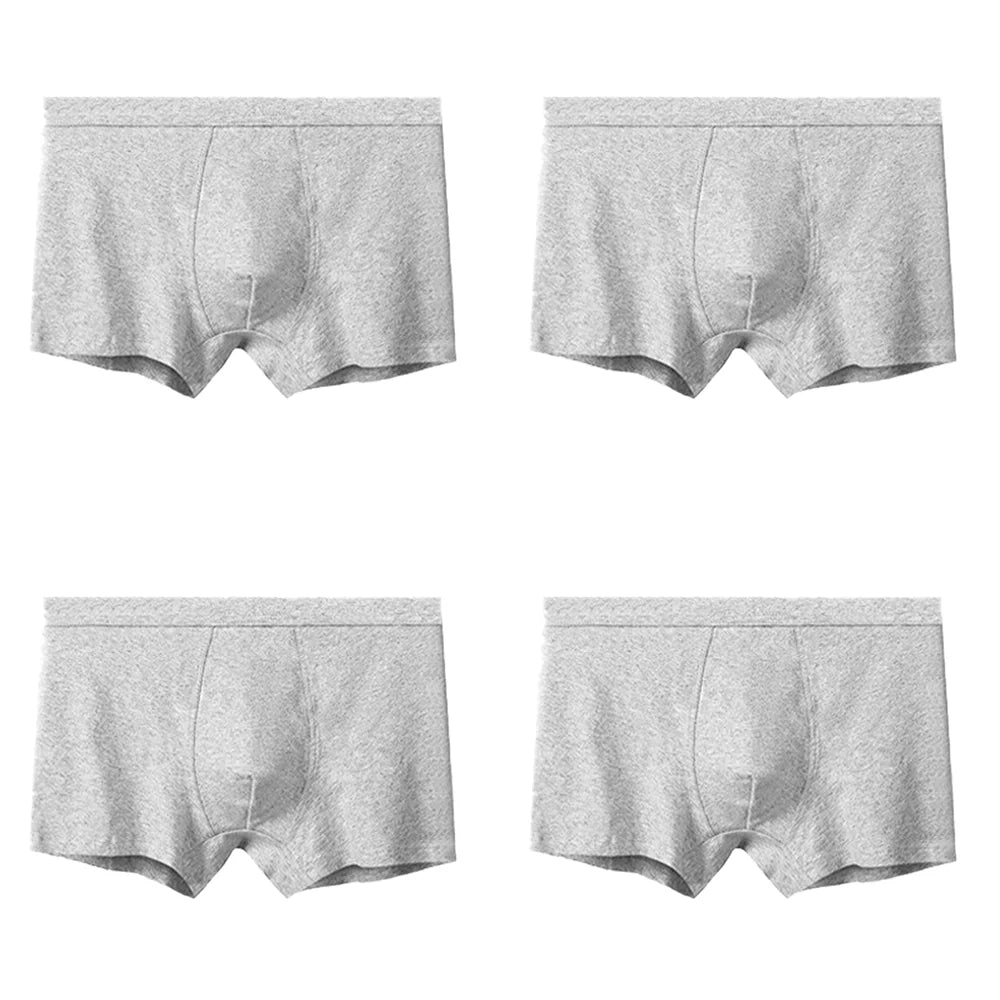 4Pcs Mens Plus Size Underwear Cotton Boxers Briefs Man Breathable Underpants Teenagers Comfortable Solid Shorts Boxers Hombre