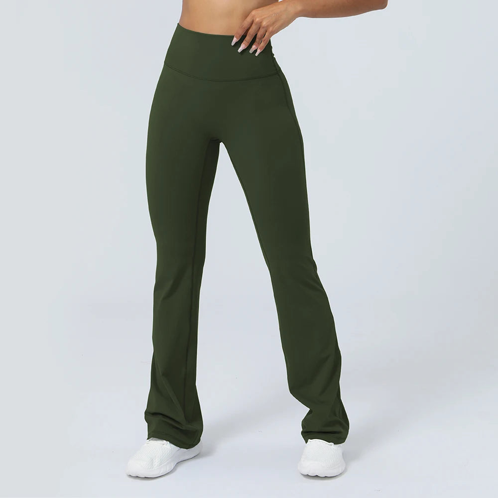 Women Yoga Flare Leggings High Waist Dance Pilates Fitness Gym Buttock Lifting Workout Wide-Leg Pants Outdoor Train Sport Tights ATFH