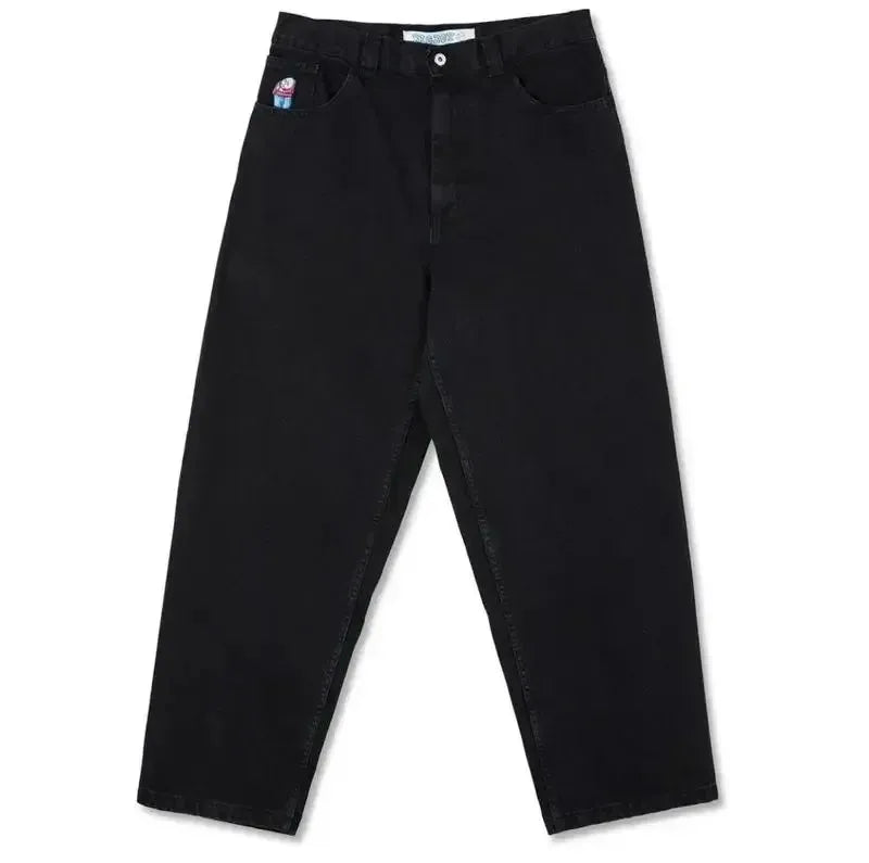 Hip Hop Retro Blue Cartoon Embroidery Jeans for men Gothic Baggy Streetwear Polar Big Boy Jeans Mens Fashion Wide Leg Trouser ATFH