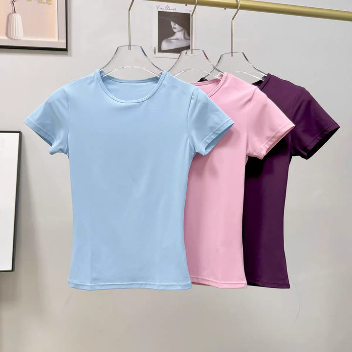 Women's Outdoor Sports Shirt Yoga Wear Fitness T-Shirt Quick Dry Running T-Shirt Workout Top Female Sportswear Exercise Clothing - ATFH