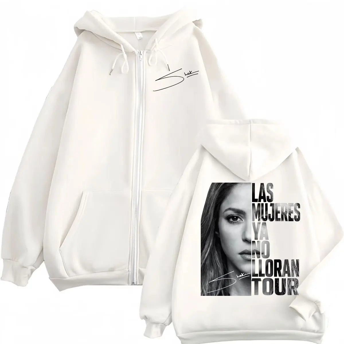 Shakira Las Mujeres Ya No Lloran World Tour 2026 Zipper Hoodie Vintage Hip Hop Zip Up Pullovers Unisex Casual Fashion Sweatshirt