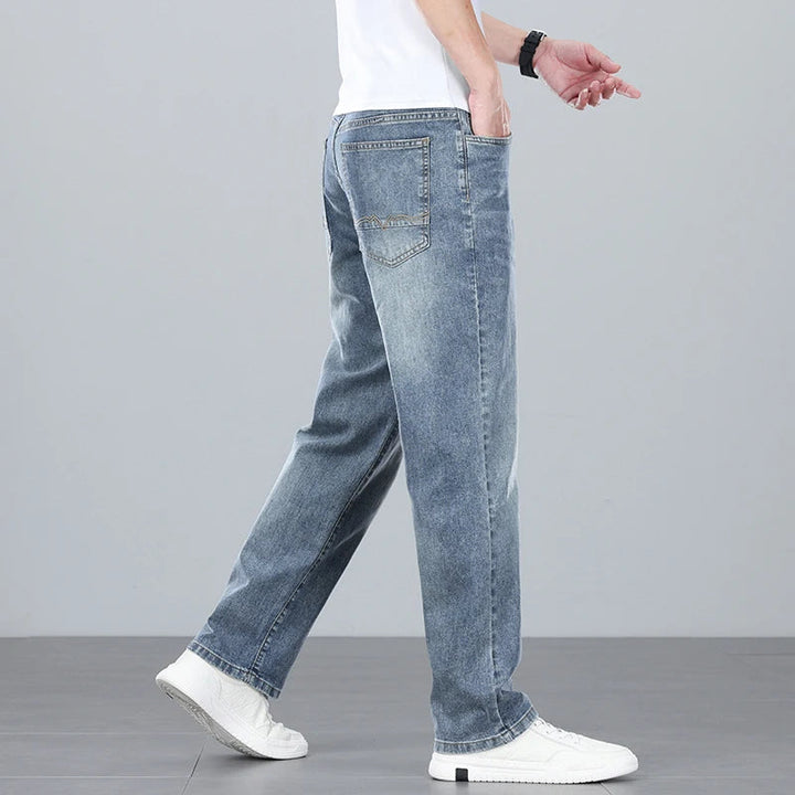 2025 new summer thin men's straight leg pants denim pants light business comfortable breathable light luxury All-match jeans ATFH