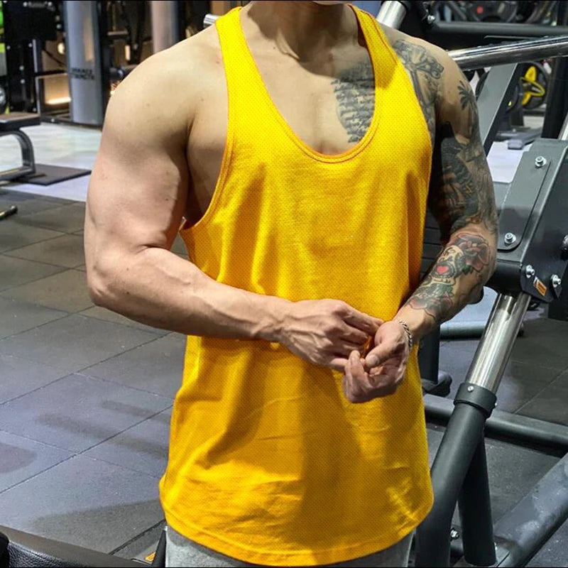 Summer Mesh Running Vests Mens Quick Dry Bodybuilding Stringer Tank Tops Fitness Sleeveless Shirts Gym Clothing Workout Singlets