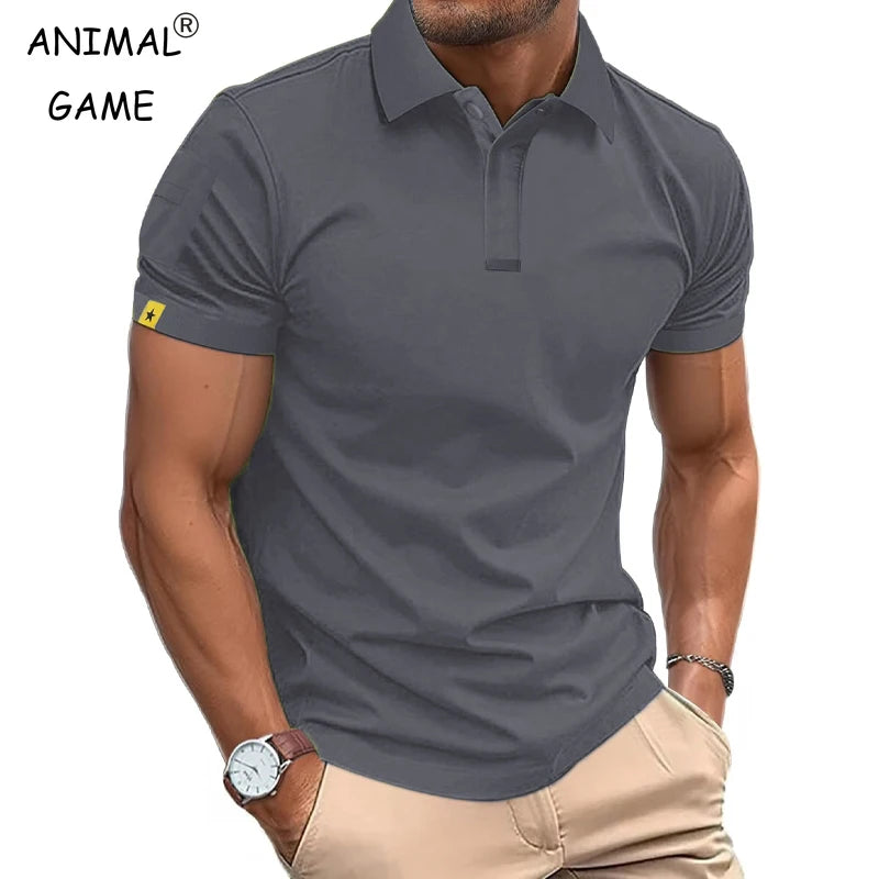 Summer Polo Shirt Men's Short Sleeve Sport T Shirt Casual Business Lightweight Button Streetwear Breathable Tops