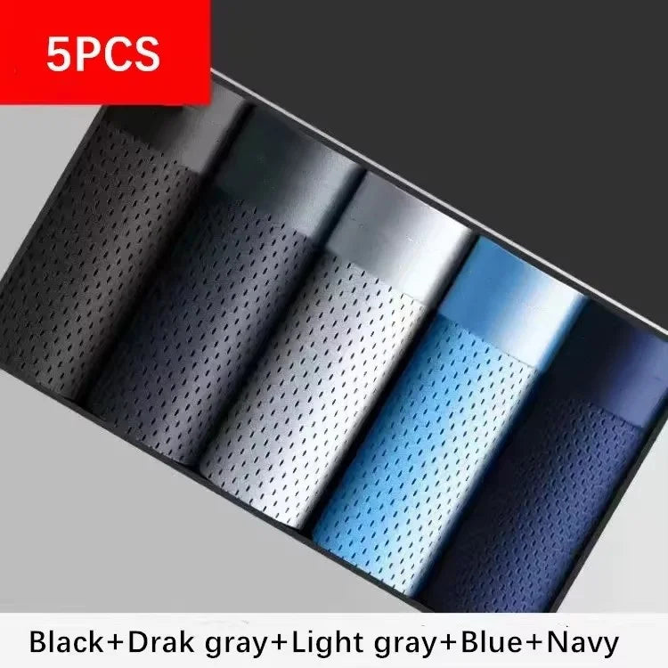 5pcs/Men's Underwear Summer Ice Silk Underwear Plus Size Panties Cool Breathable Sexy Boxer Panties Mesh Comfort Underwear L-5XL