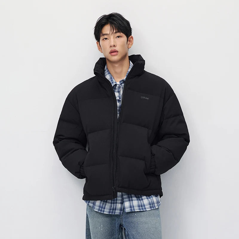 Semir Men Down Jacket 80 Percent Down Fill Minimal Design Textured Puffer Letter Embroidery 2026 New Winter Daily Wear