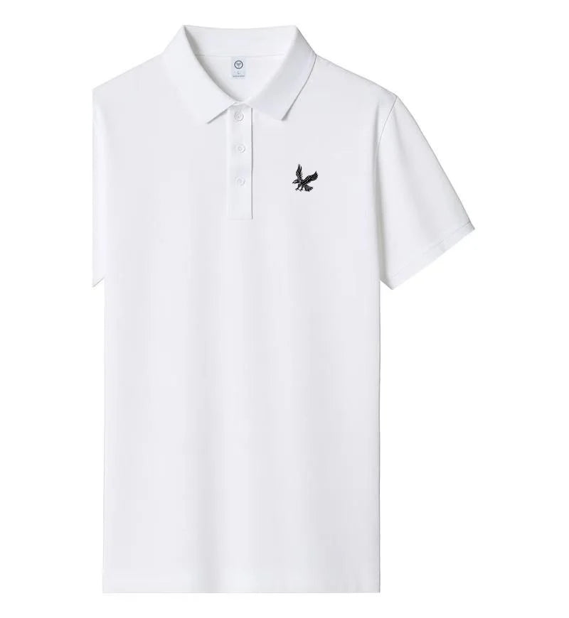 Men's fashionable high-end collar short sleeved T-shirt breathable polo shirt summer business trend T-shirt top