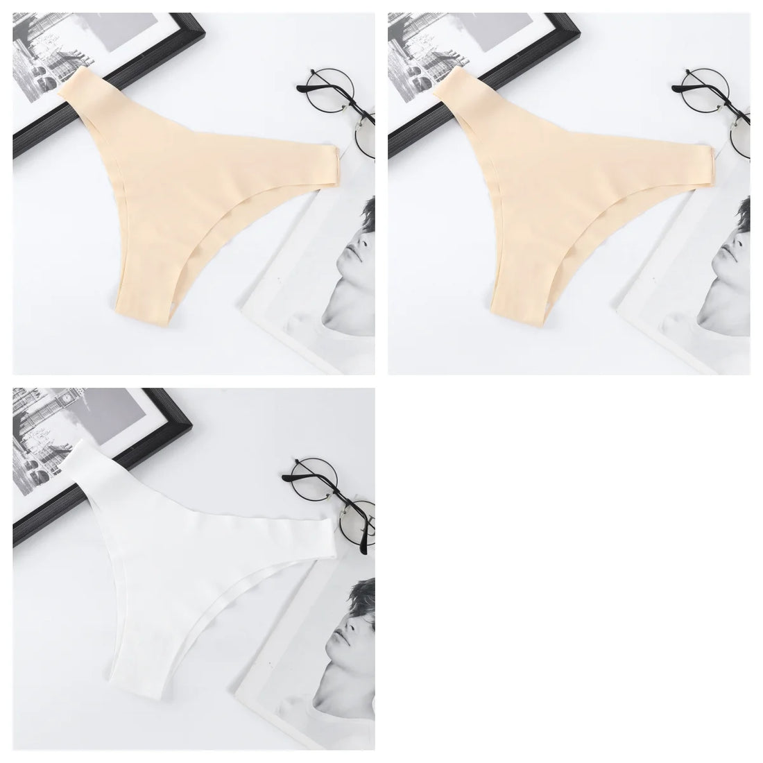 3Pcs/Set Women Ice Silk Panties V-Waist Low Rise Briefs Seamless Underwear Female Quick-Drying Underpants Sexy Lingerie S-L