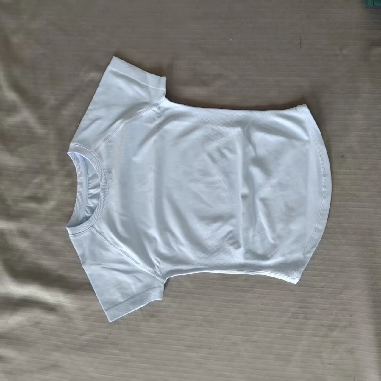 D LOGO Impact Short Sleeve Seamless Yoga Tight Clothing Women Fitness, Yoga, Putilla, Running T-shirt Sweatshirt - ATFH