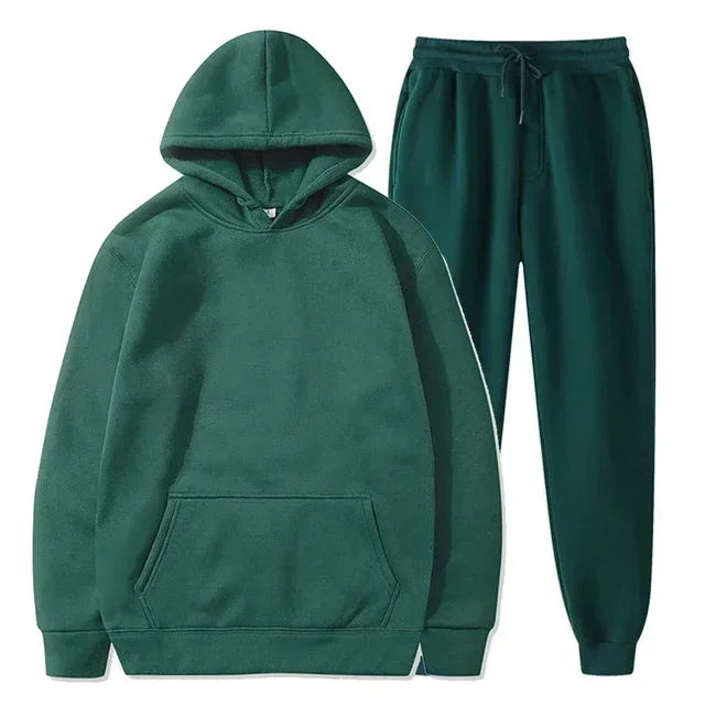Basic Fleece Hoodies And Sweat Pants Set Men Jogger Set Wholesale Track Suit Sportswear Tracksuits Unisex Ensemble Jogging Homme - ATFH
