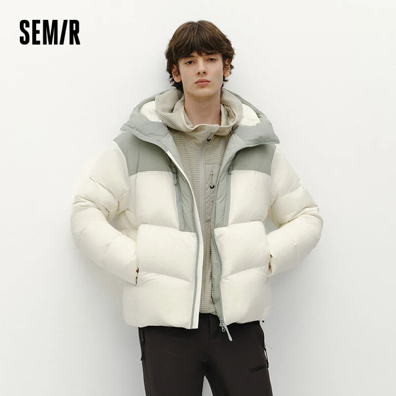 Semir Men Down Jacket Lightweight Build 90 Percent Down Fill Hooded Design Loose Fit Outdoor Style 2026 Winter Cold Weather