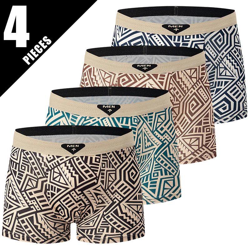4/10 Piece Set Of Men's Casual And Fashionable Underwear Comfortable Boxer Shorts Youth Plus Size Sports Cycling Elastic Shorts