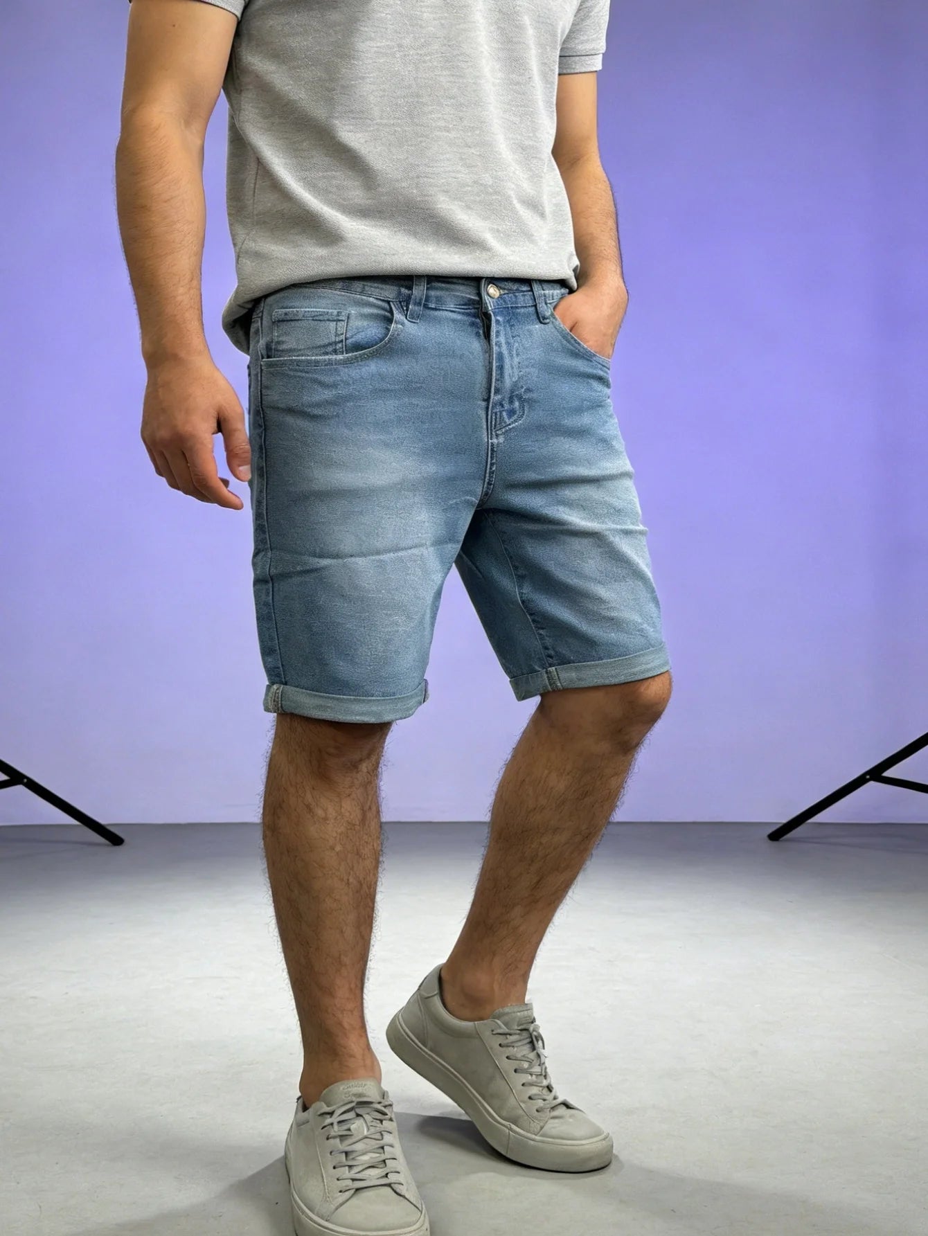Blue Slim Denim Shorts Y2K Light Retro For Dating Original Drip For Man No accessories or belts included ATFH