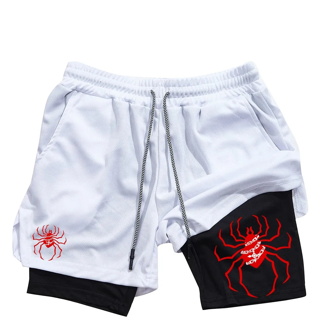 Anime Hunter X Hunter Performance Shorts for Men Breathable Spider Gym Shorts Summer Sports Fitness Workout Jogging Short Pants