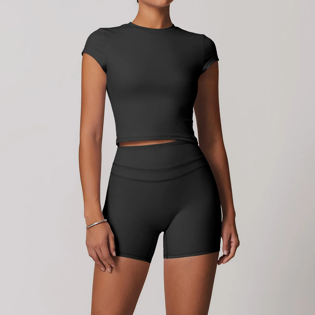 Sports Vest + Shorts 2PCS Set Gym Workout Leggings Yoga Sets Sportswear Women Fitness Outfit Running Bra Sets Womens Yoga Suit - ATFH