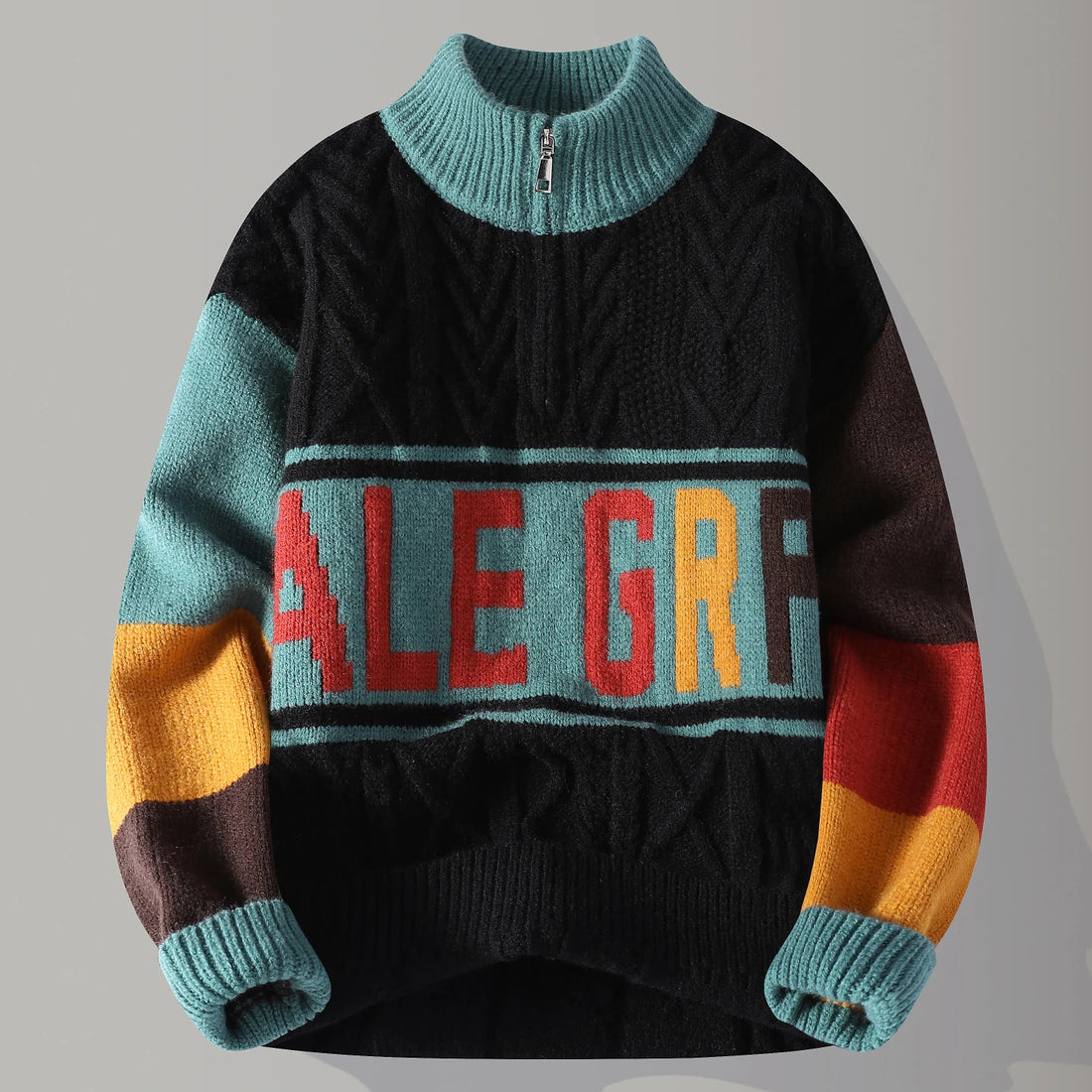 Autumn/winter Fashion Trend Retro Sports Thickened Warm Knitted Sweater Men's Loose Comfortable Large Size High Quality Sweater - ATFH