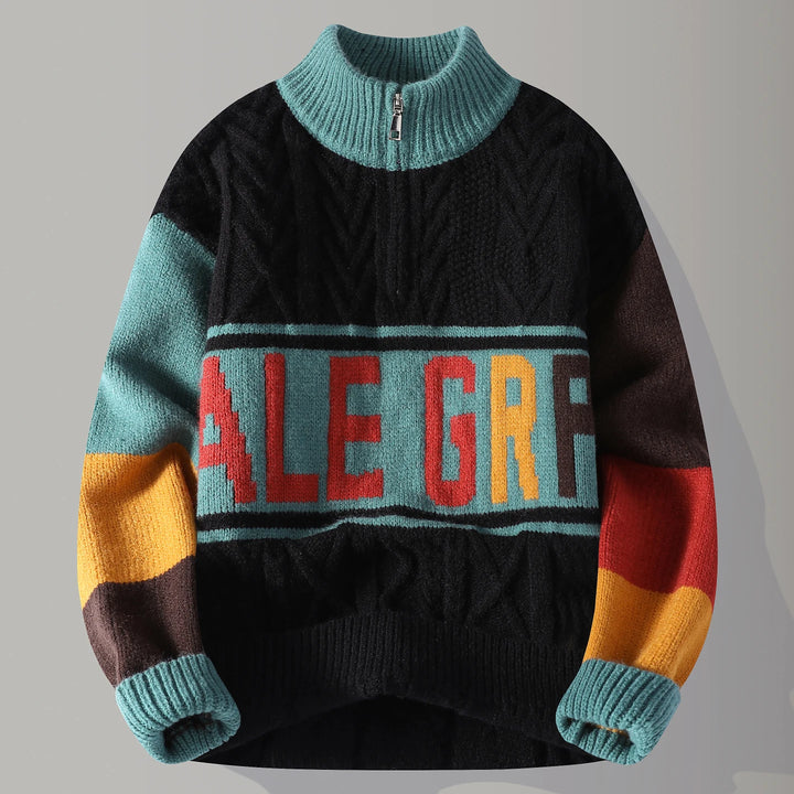 Autumn/winter Fashion Trend Retro Sports Thickened Warm Knitted Sweater Men's Loose Comfortable Large Size High Quality Sweater - ATFH