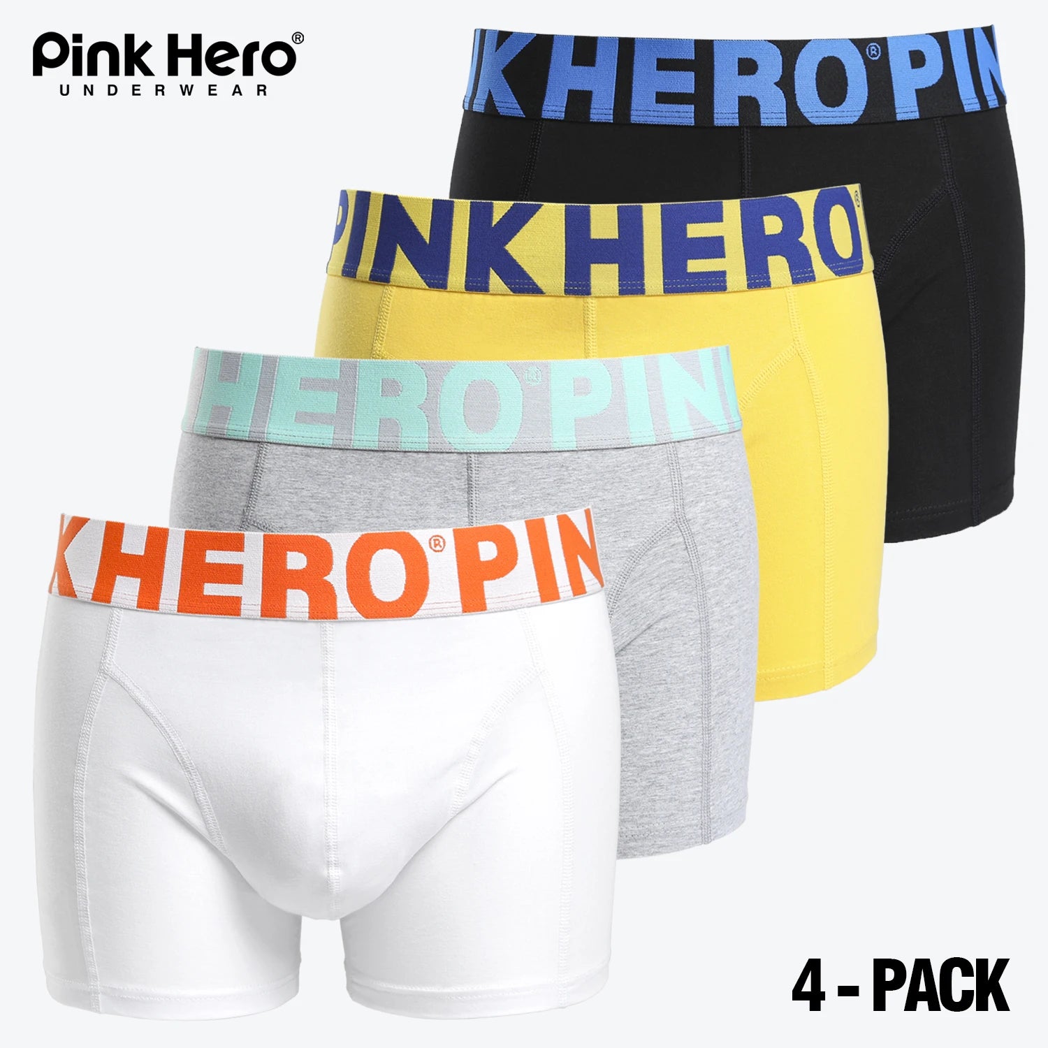 4 PCS PINKHERO Fashion Underpants For Men,Stylish  Comfy And Soft  Slip Homme，Cotton Underwear Boxer Briefs,Calzoncillos Hombre