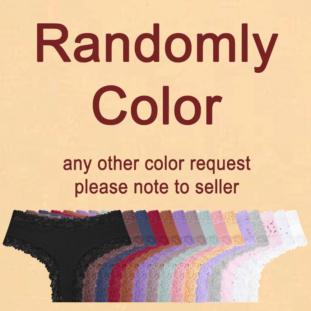 3Pcs Cotton Lace Patchwork Bikini Panties Women Seamless Floral Print Brazilian Pants Low Waist Breathable Female Sexy Lingerie