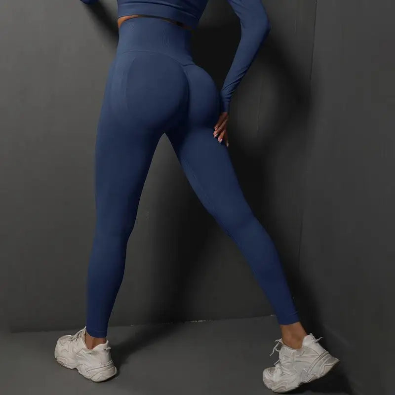 Seamless Leggings Sport Women Fitness Push Up Yoga Pants High Waist Hip-lifting Workout Running Scrunch Sportswear Gym Tights - ATFH