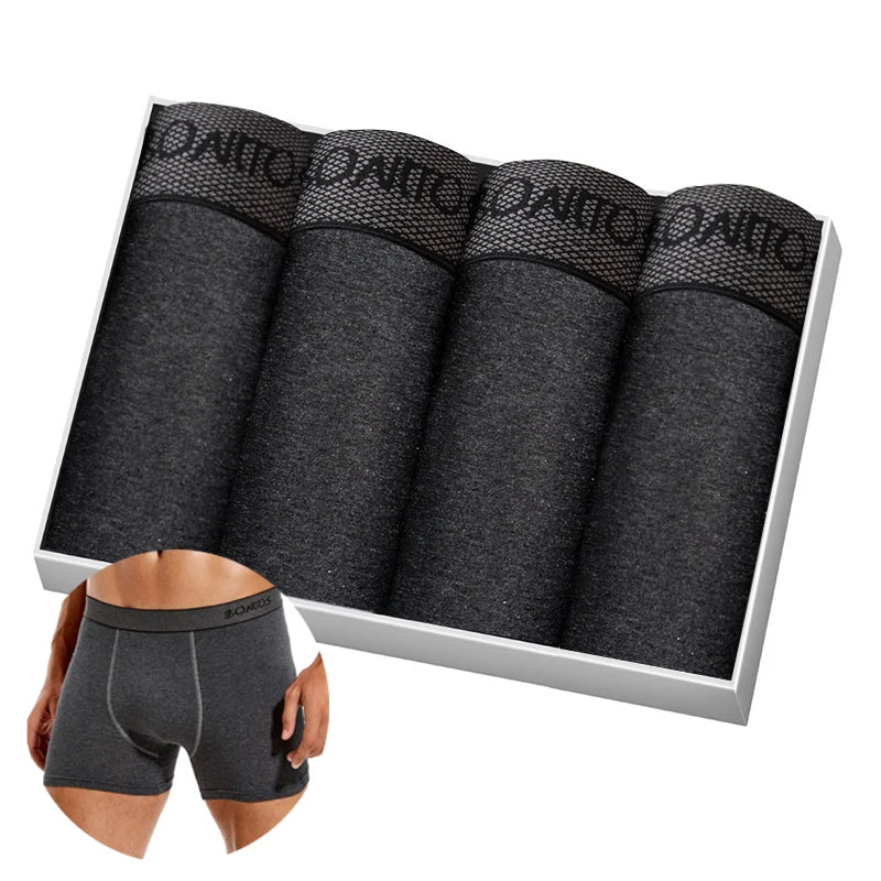 4pcs/pack Boxer Briefs Men's Panties Letter Man Underwear Solid Color Cotton Men Underpants Sexy Undrewear Shorts BONITOS Brand