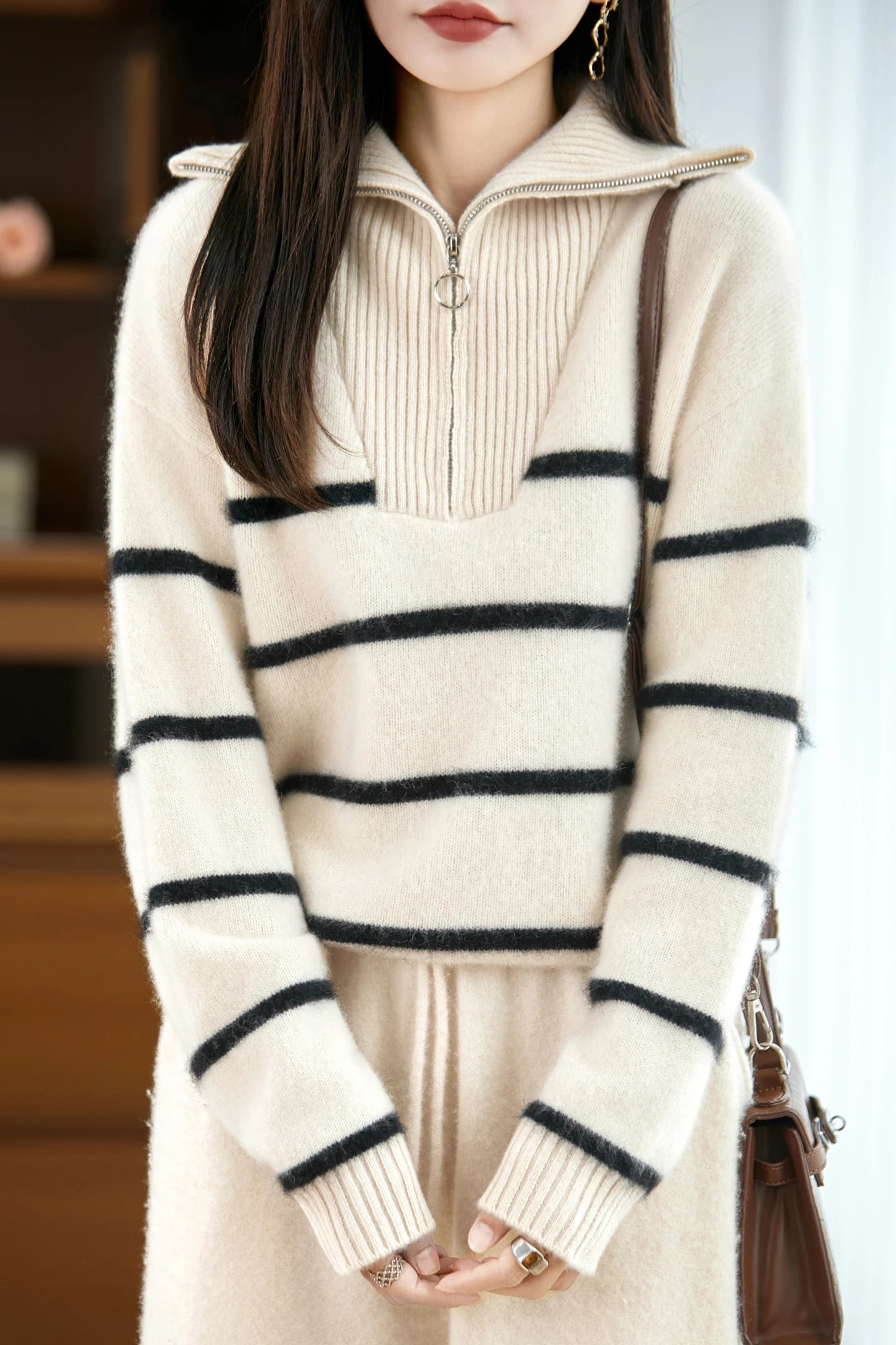 Women's 100% Merino Wool Sweater High Quality Autumn Winter Casual Pullover Knitwear Korean Style Popular Female Clothing - ATFH