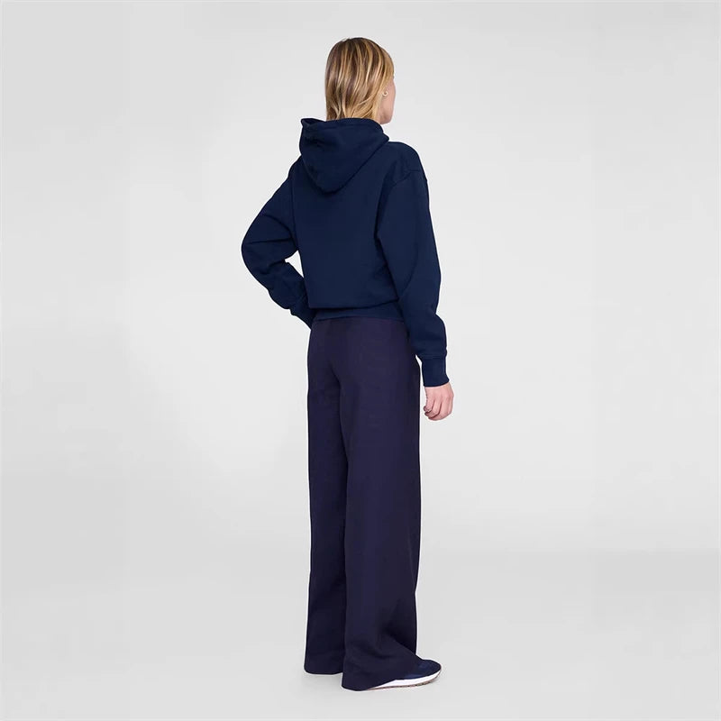 New 2026 Autumn Winter North American Niche Classic Letter Front Felt Patch Embroidered Fleece Women's Fleece Hoodie Sweatshirts - ATFH