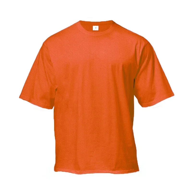 Plain Oversized Loose Mens Casual T-shirts Gym Bodybuilding Fitness Short Sleeves Tops Summer Mesh Breathable Quick Dry Shirts ATFH