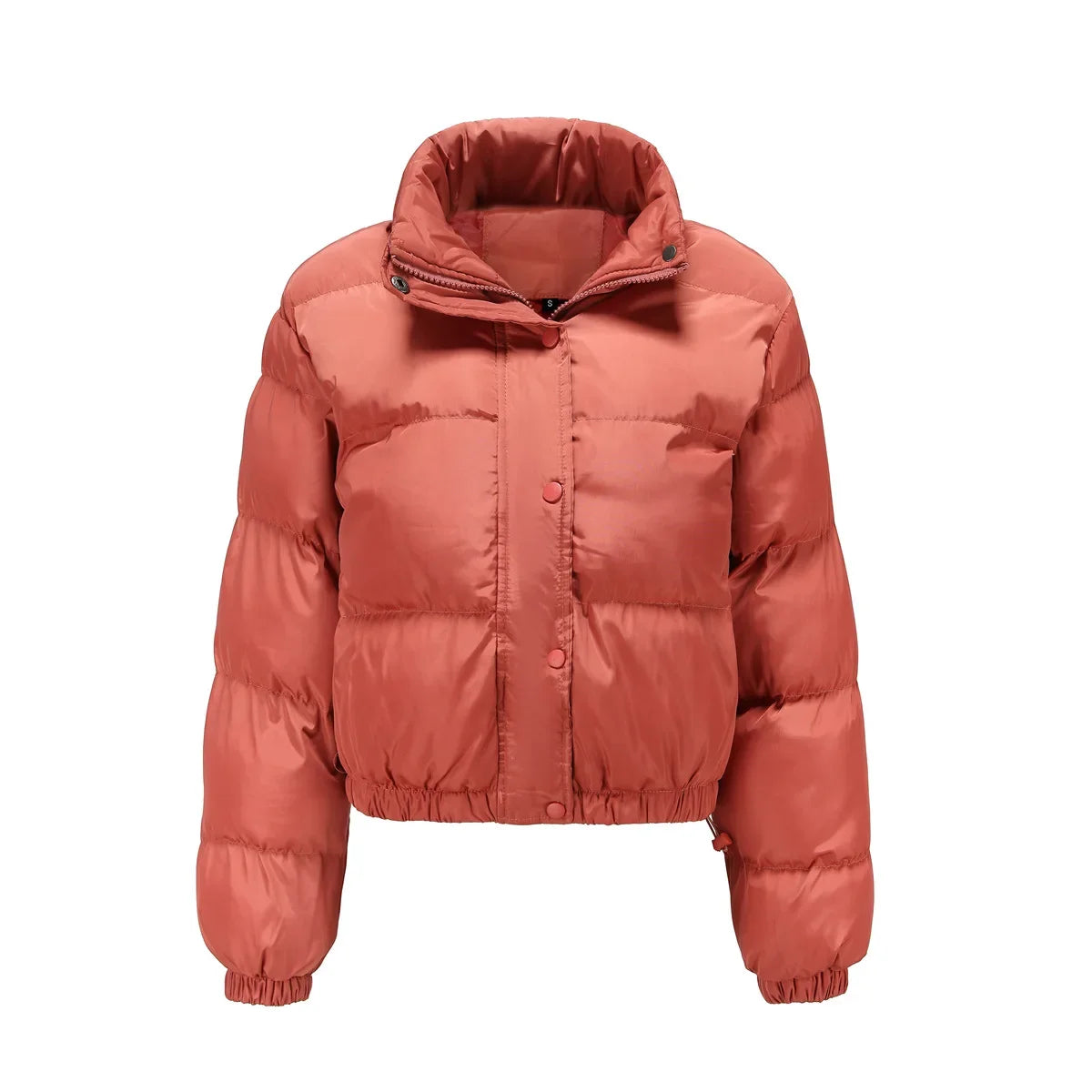 Women Parkas Turtleneck Full Sleeve Thick Coats Loose Short Coat Solid Zipper Solid Spliced Jackets Casual Office Lady ATFH
