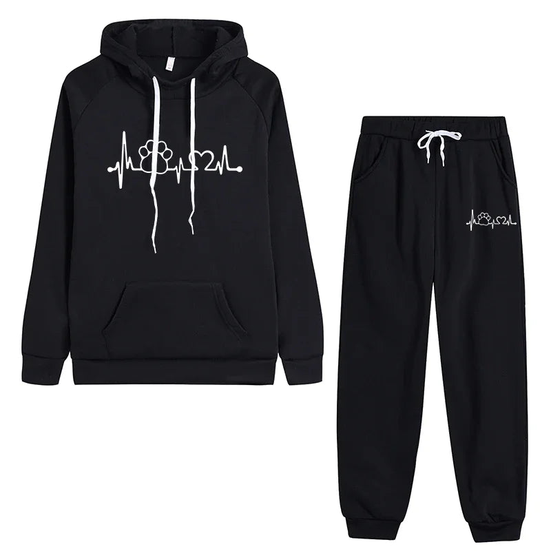 2025 Autumn and Winter 2 Piece Set Women Hoodies Pant Clothing Clothes Pullover Women Tracksuit Set Top Sweatshirts Sweatpants