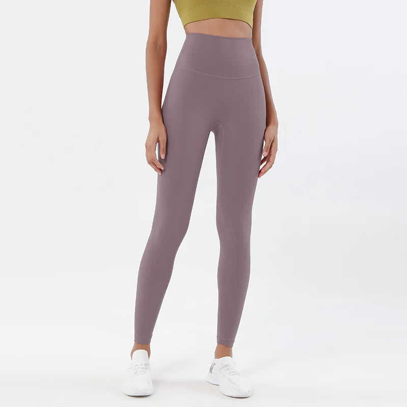 SOISOU Nylon Yoga Pants Gym Leggings Women Girl Fitness Soft Tights High Waist Elastic Breathable No T Line Sports Pants - ATFH