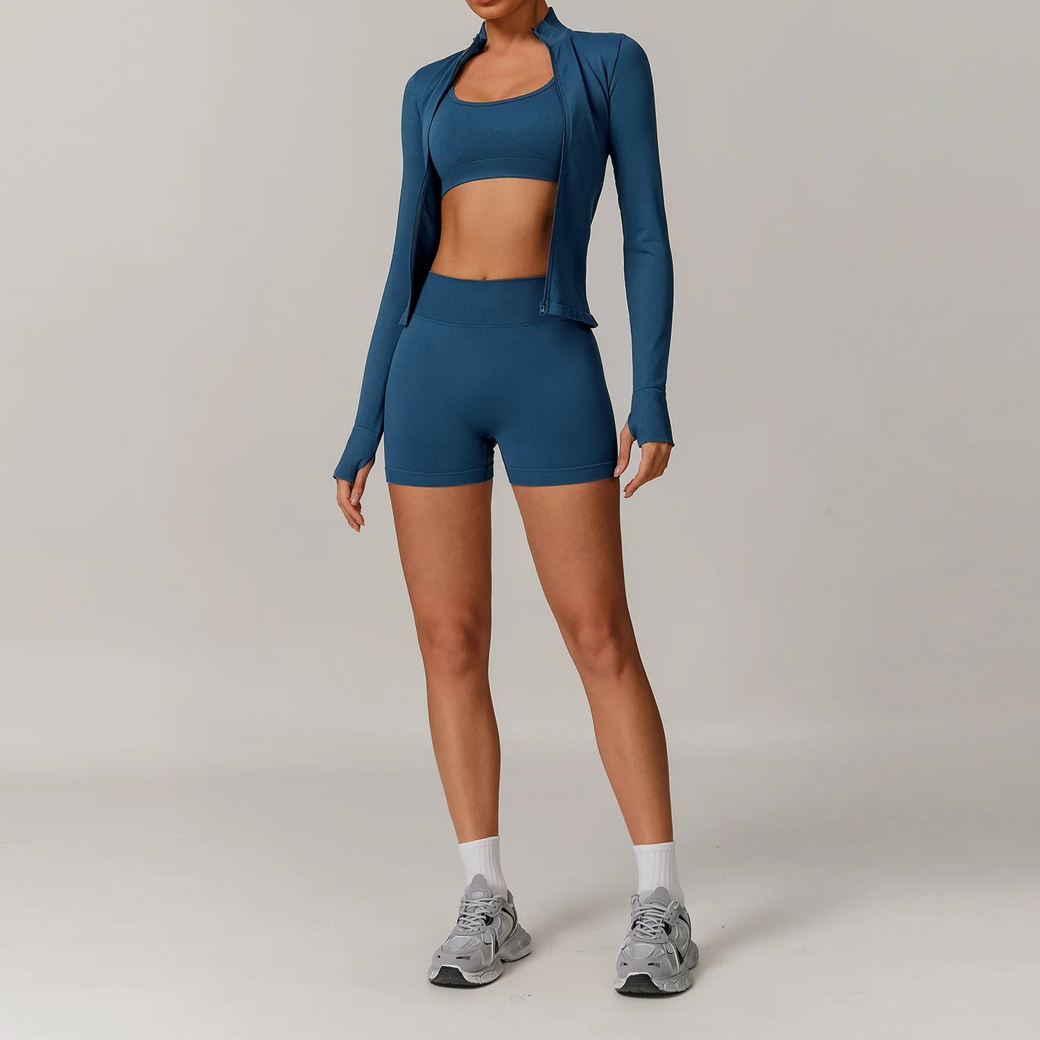 Yoga Set 2/3PCS Gym Clothes Sportswear Yoga Suits For Women Long Sleeve Crop Top Fitness Set Tracksuits Sports Bra Gym Leggings - ATFH