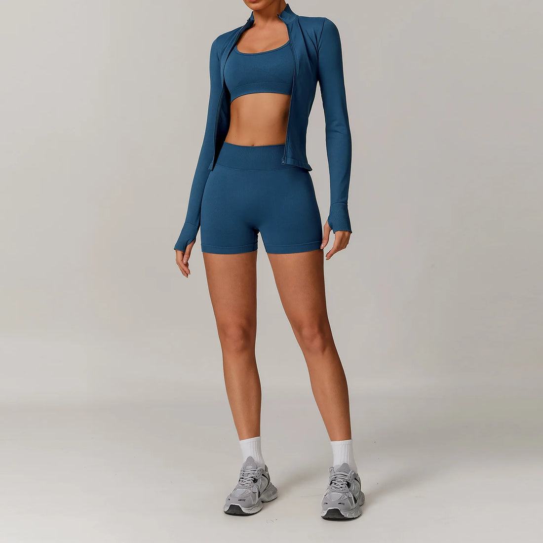 Yoga Set 2/3PCS Gym Clothes Sportswear Yoga Suits For Women Long Sleeve Crop Top Fitness Set Tracksuits Sports Bra Gym Leggings - ATFH