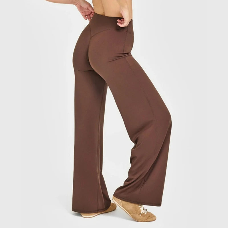 Straight Leg Pants Ultra Soft Butter Fabric Women Mid-Waist Yoga Pants Naked Feel Sports Leggings Pilates Running Sport Trousers ATFH