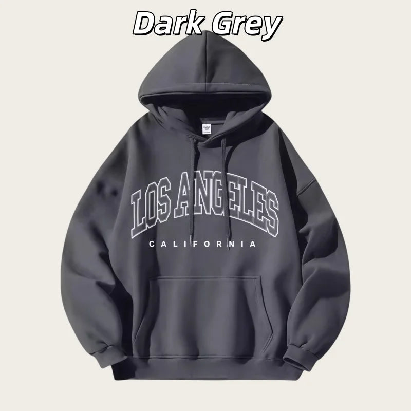 American Fashion Trend Unisex Autumn and Winter Fleece-Lined Thick Oversized American-Style Printed Jacket Loose Casual Street Style Hooded Sweatshirt - ATFH