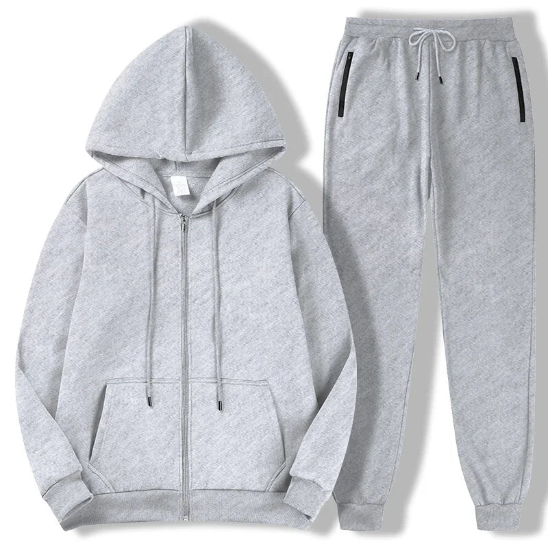 2025 Newest Men's Autumn Winter Collection Zip Hooded Sweatshirt and Trouser Two Piece Tracksuits - ATFH