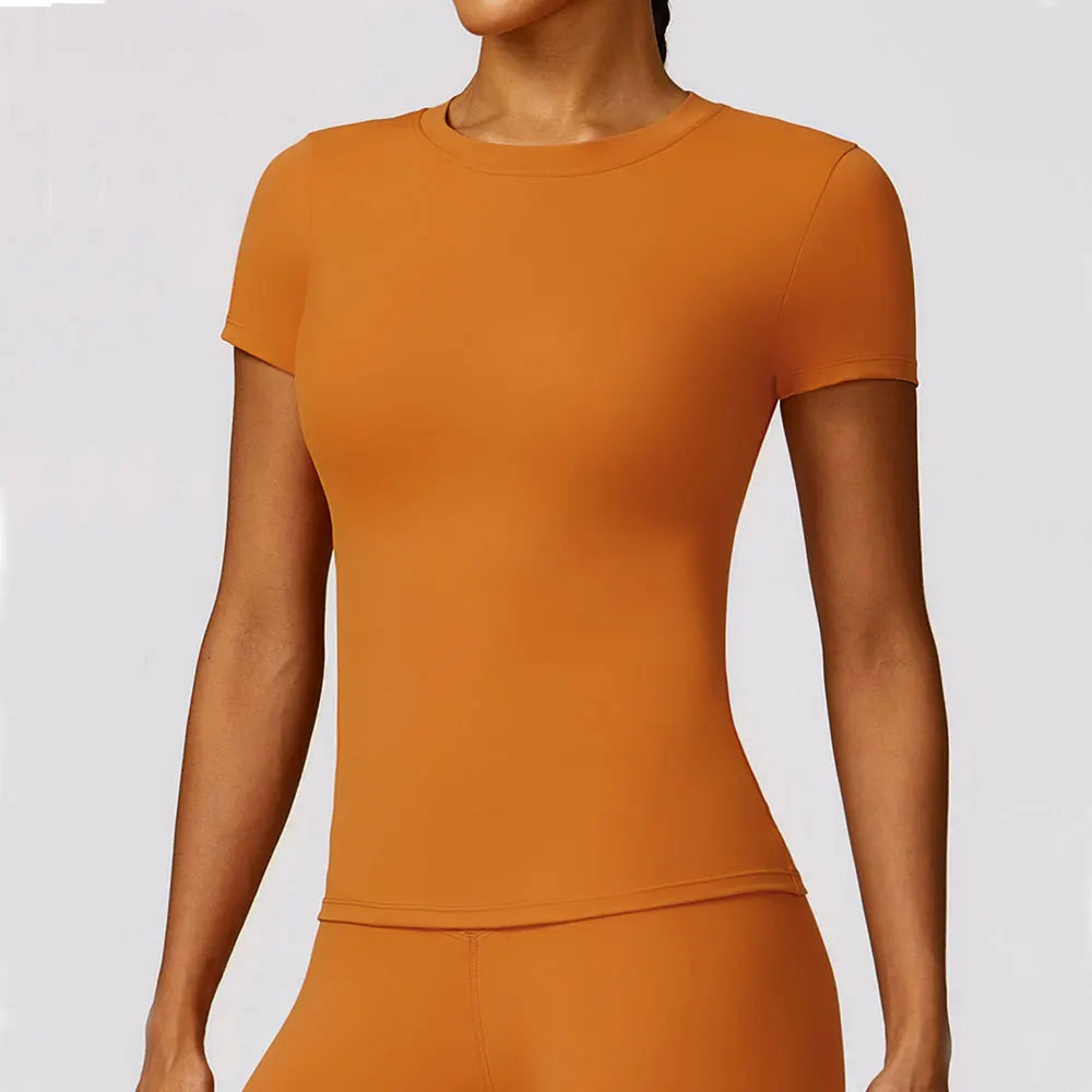 Yoga Shirts Women Top Quick Dry Running Tops Tights Push Up Workout Gym Clothes Female Short Sleeve Fitness Sports T-Shirts - ATFH