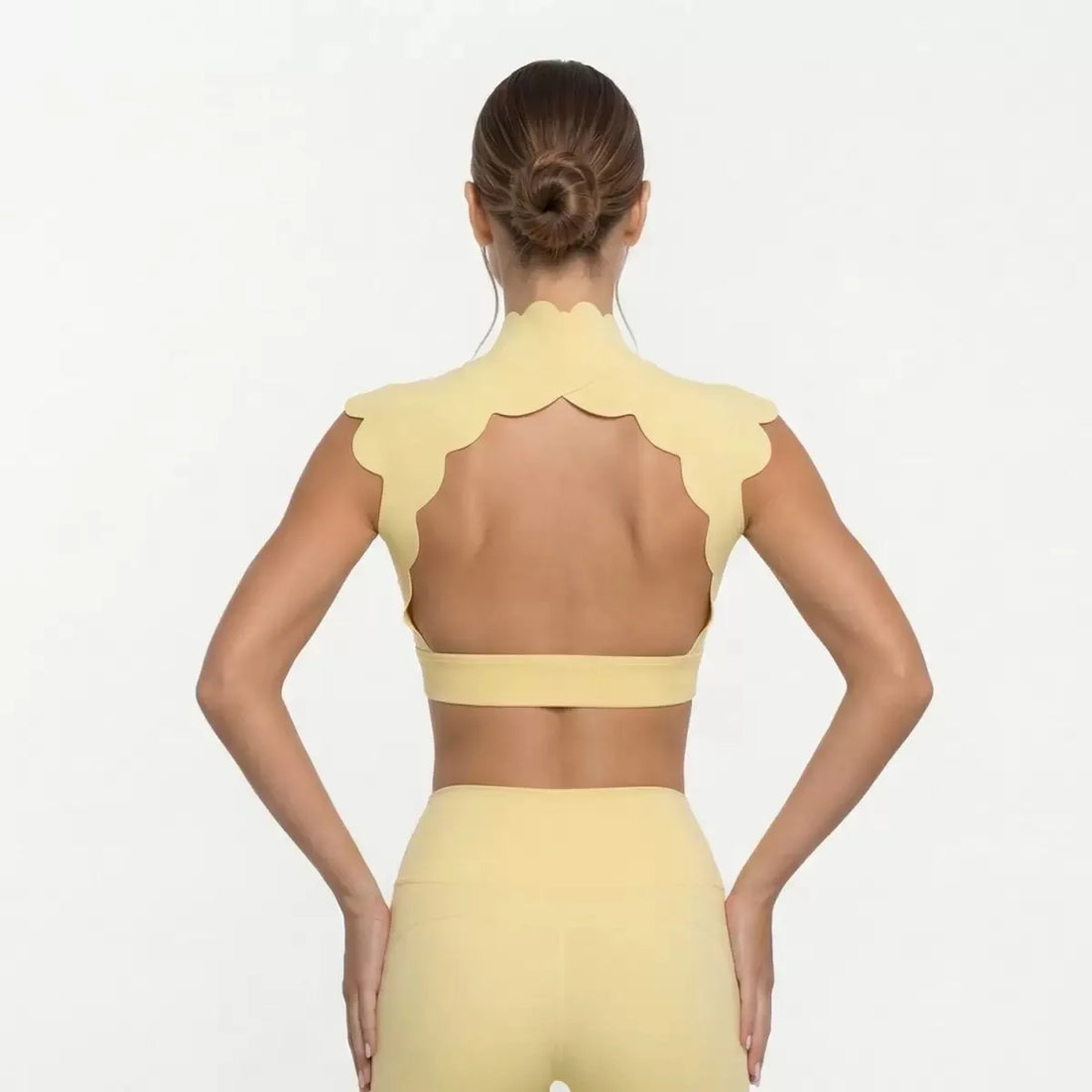 Backless Hollow-out Waistcoat Yoga Clothes High Waist Leggings Bras For Women Slimming Fit Running Workout Fitness Sportswear - ATFH