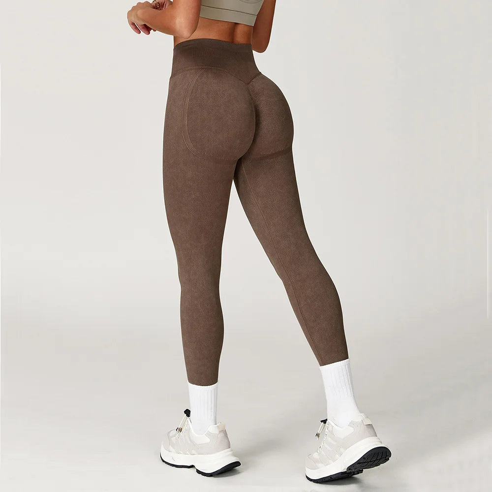 Women Yoga Pants Impact Leggings Seamless Sports Yoga Pant High Waist Ribbed Gym Clothes Fitness Workout Wear Scrunch Bum Tights - ATFH
