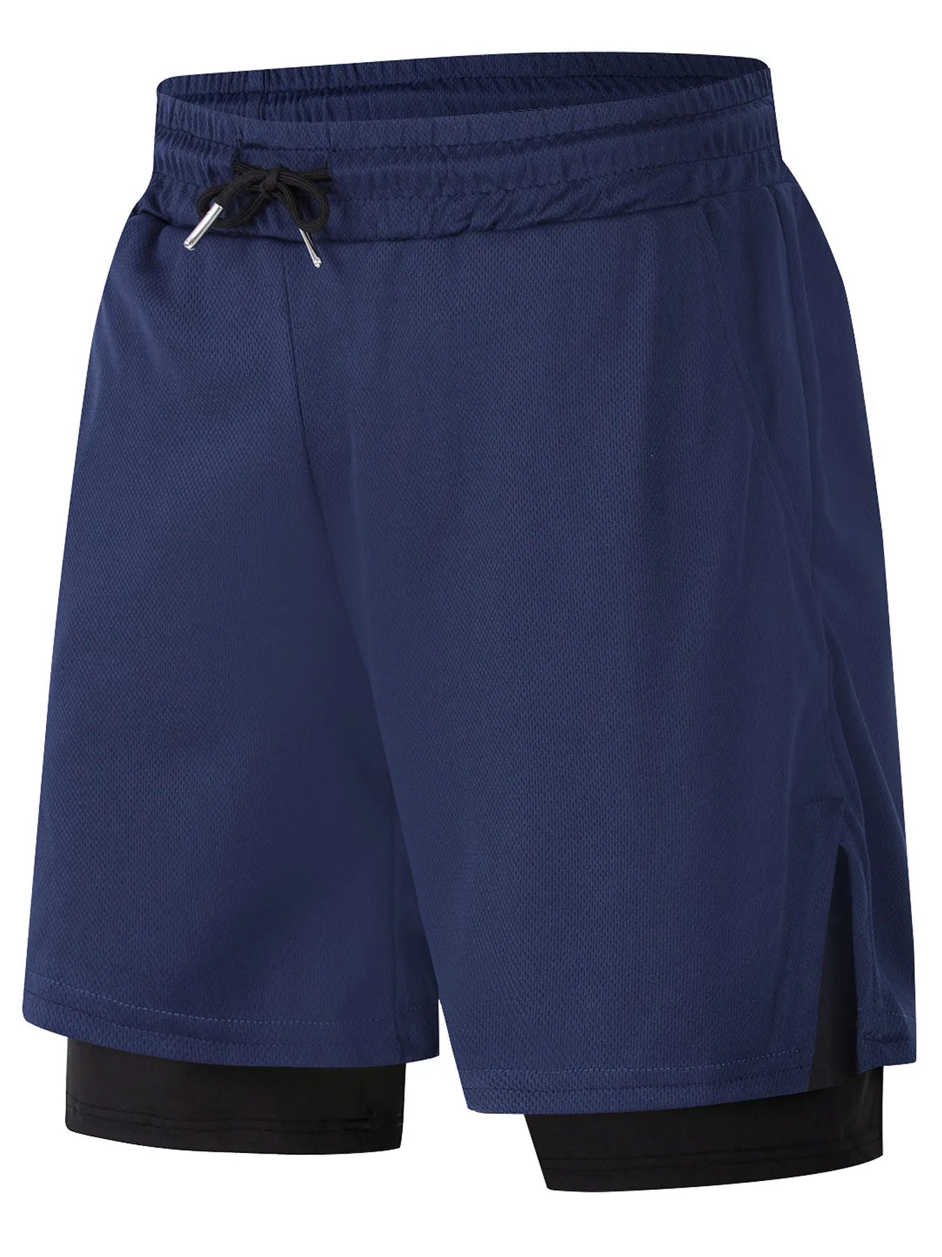 2-in-1 Men's Performance Running Shorts - Moisture-Wicking, Compression Support With Secure Zipper Pocket For Gym & Training