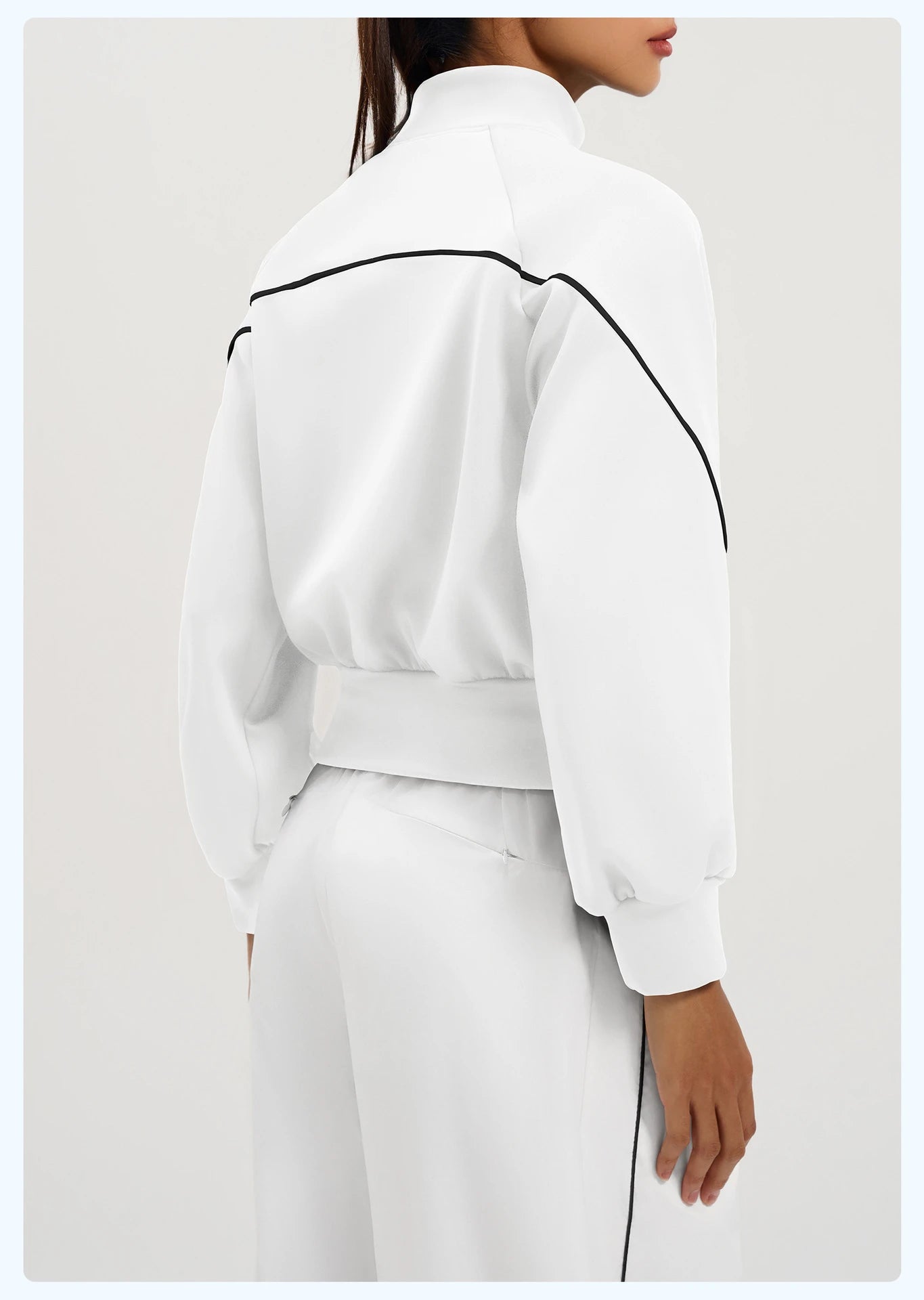 2026 Fall/Winter Color-Contrast Fleece-Lined Yoga Top with Stand Collar, Thickened Warm and Slim-Fitting Sport Jacket for Women