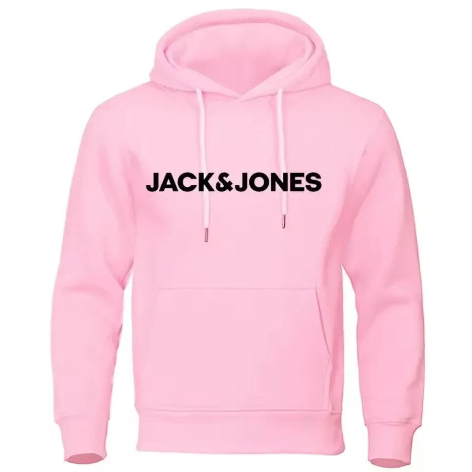 Jack & Jones Men's and Women's Hooded Sweatshirts, Fashionable Loose and Casual, Comfortable Printed Sportswear, Streetwear - ATFH