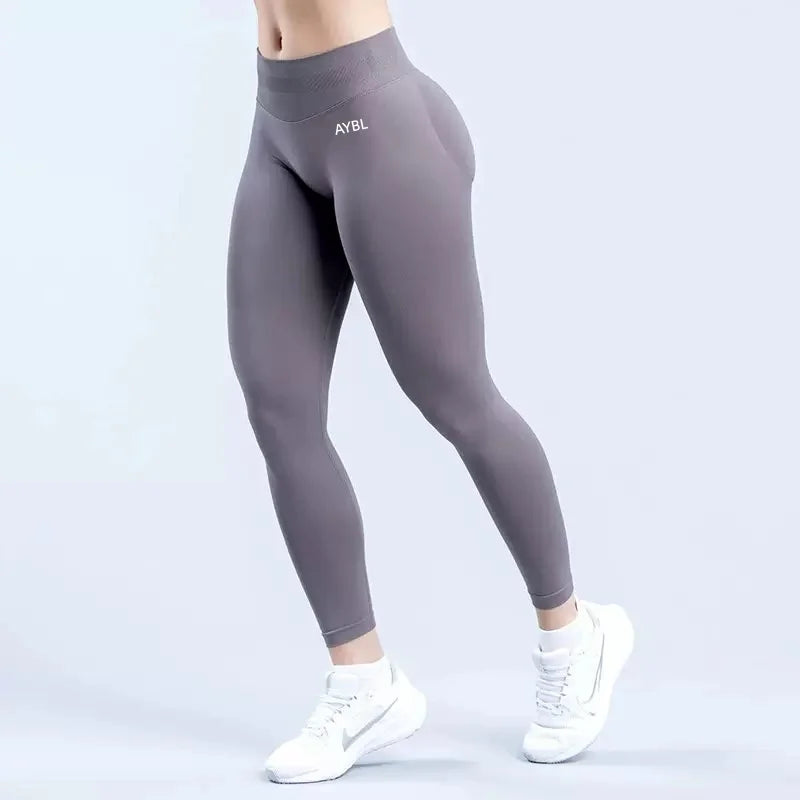 New Gym Leggings Women Seamless Yoga Pants High Waist Low Ribbed Band Fitness Leggings Fitness Sweat Wicking Workout Tights - ATFH