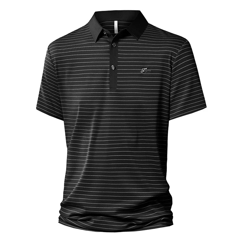 Outdoor Casual Commercial Affairs Men Polo Shirt New Loose Stripe Comfort Breathable Tops Summer Fashion Versatile T Shirt Men