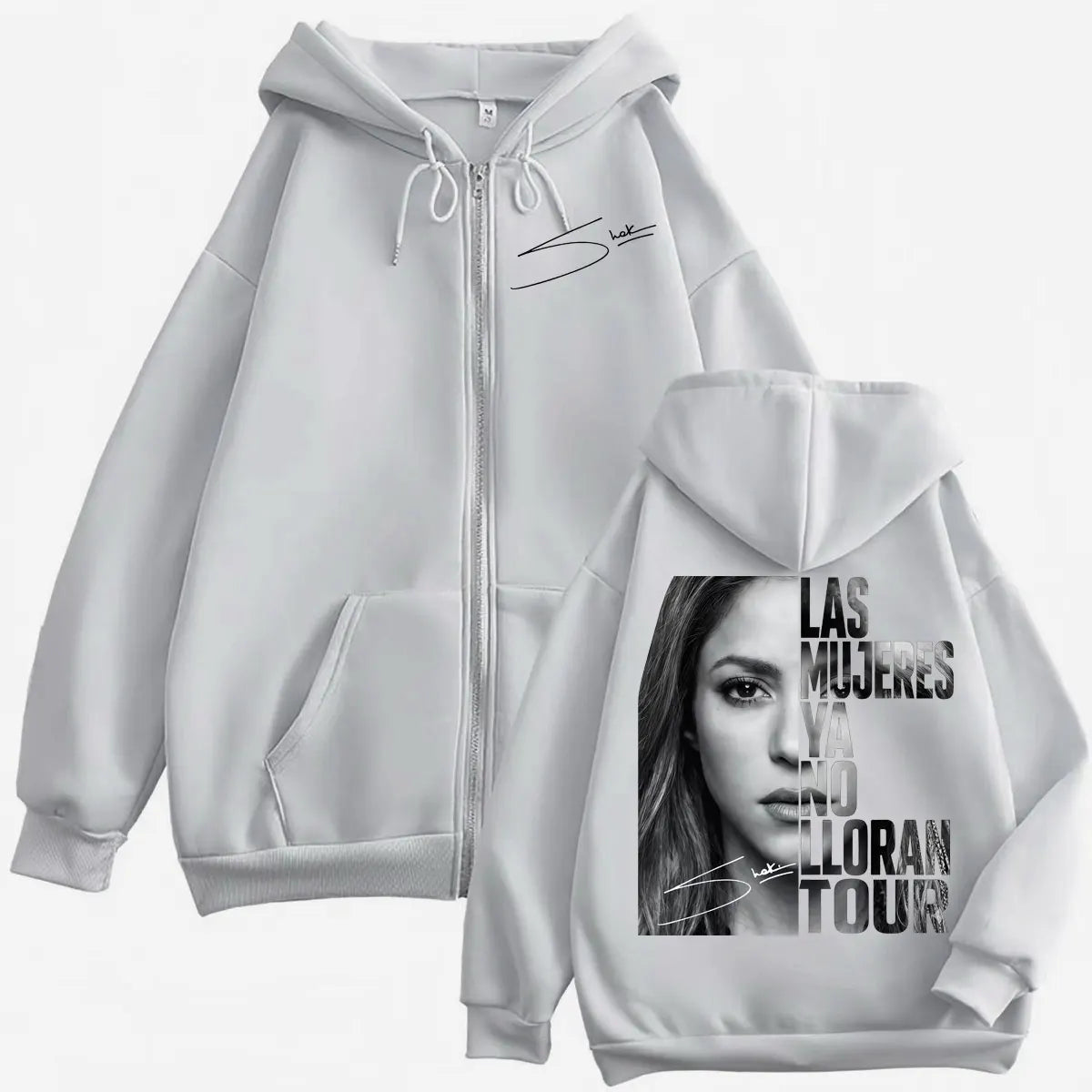 Shakira Las Mujeres Ya No Lloran World Tour 2026 Zipper Hoodie Vintage Hip Hop Zip Up Pullovers Unisex Casual Fashion Sweatshirt