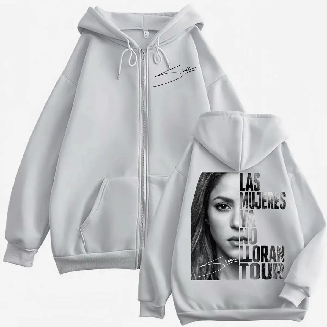Shakira Las Mujeres Ya No Lloran World Tour 2026 Zipper Hoodie Vintage Hip Hop Zip Up Pullovers Unisex Casual Fashion Sweatshirt