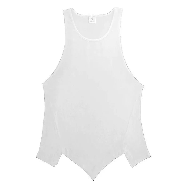 Mens Running Vests Blank Bodybuilding Tank Tops Summer Men Gym Stringer Fitness Sports Cotton Muscle Workout Irregular hem Tank