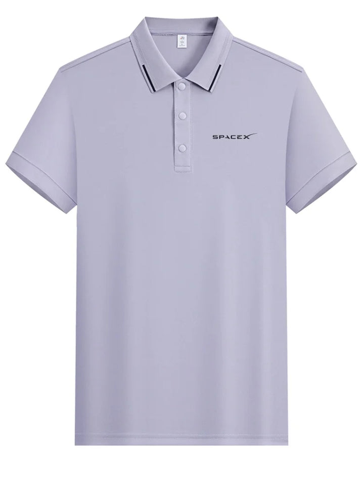 Men's new ice silk exquisite letter embroidery fashionable polo shirt summer business casual comfortable soft breathable top