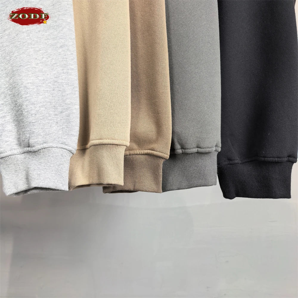 ZODF Trendy Winter Man Boxyfit 350gsm Fleece Hoodie Unisex Old Money Style Comfortable Warm Solid Hooded Pullovers HY0006